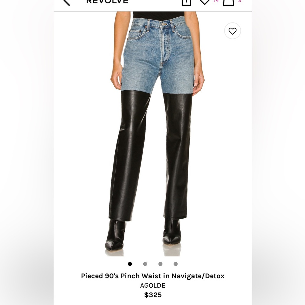 AGOLDE 90s pinch waist half leather jeans size 26